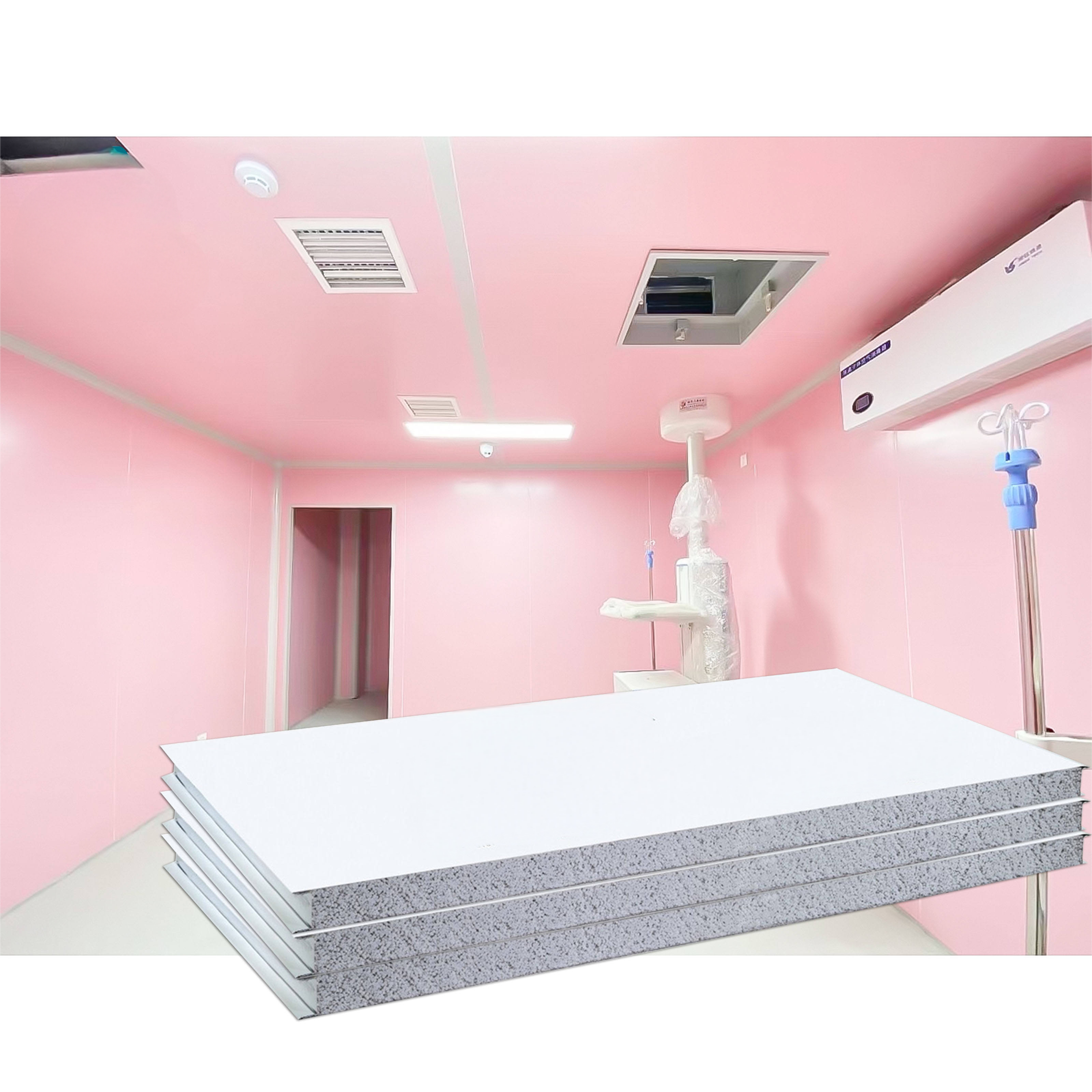 Handmade Cleanroom Rock Wool Sandwich Panel Fireproof 50mm 75mm 100mm Thick 0