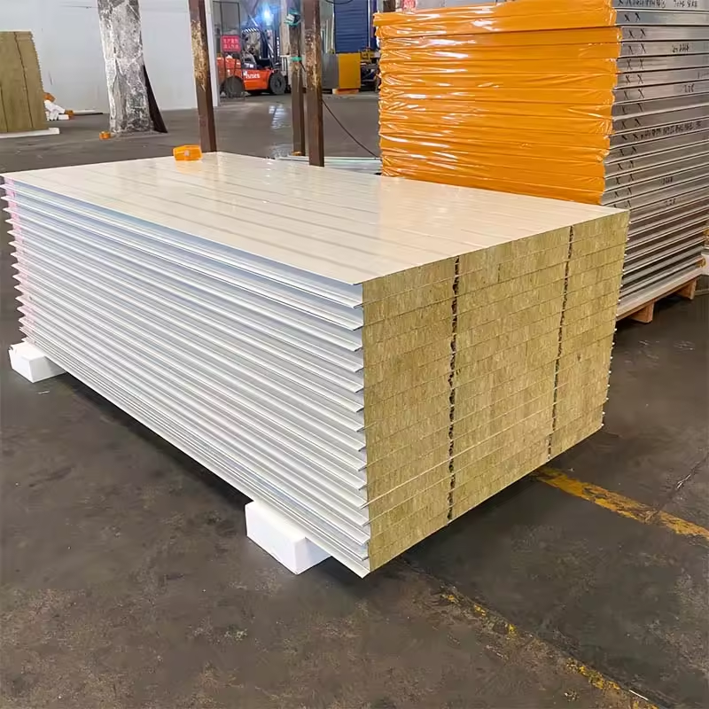 Handmade Cleanroom Rock Wool Sandwich Panel Fireproof 50mm 75mm 100mm Thick 0