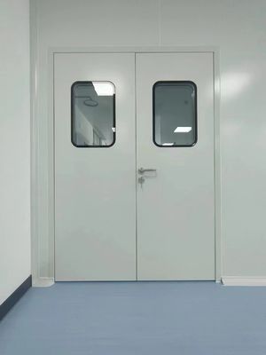Steel Sealed Modular Cleanroom Door Manual Double Door Smooth Surface